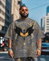 Men's Plus Size Dragon-rider Viking Print Short Sleeve T-Shirt Shorts Suit